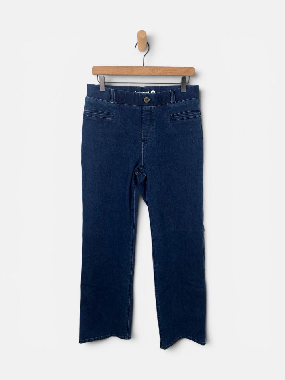 Betabrand Pull On Bootcut Jeans Medium Indigo Blue Wash High Rise Waist